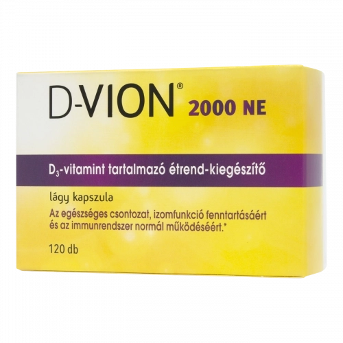 D-Vion 2000 NE D3-vitamint tartalmazó étrend-kiegészítő lágy kapszula, 120 db