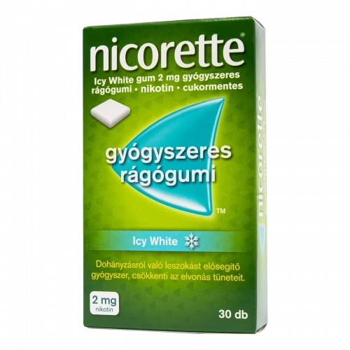 Nicorette Icy White Gum 2 mg gyógyszeres rágógumi, 30 db