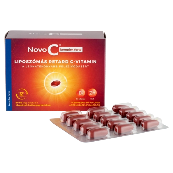 Novo C® komplex forte - Liposzómás retard C-vitamin, D3-vitamin és cink lágykapszula, 60 db