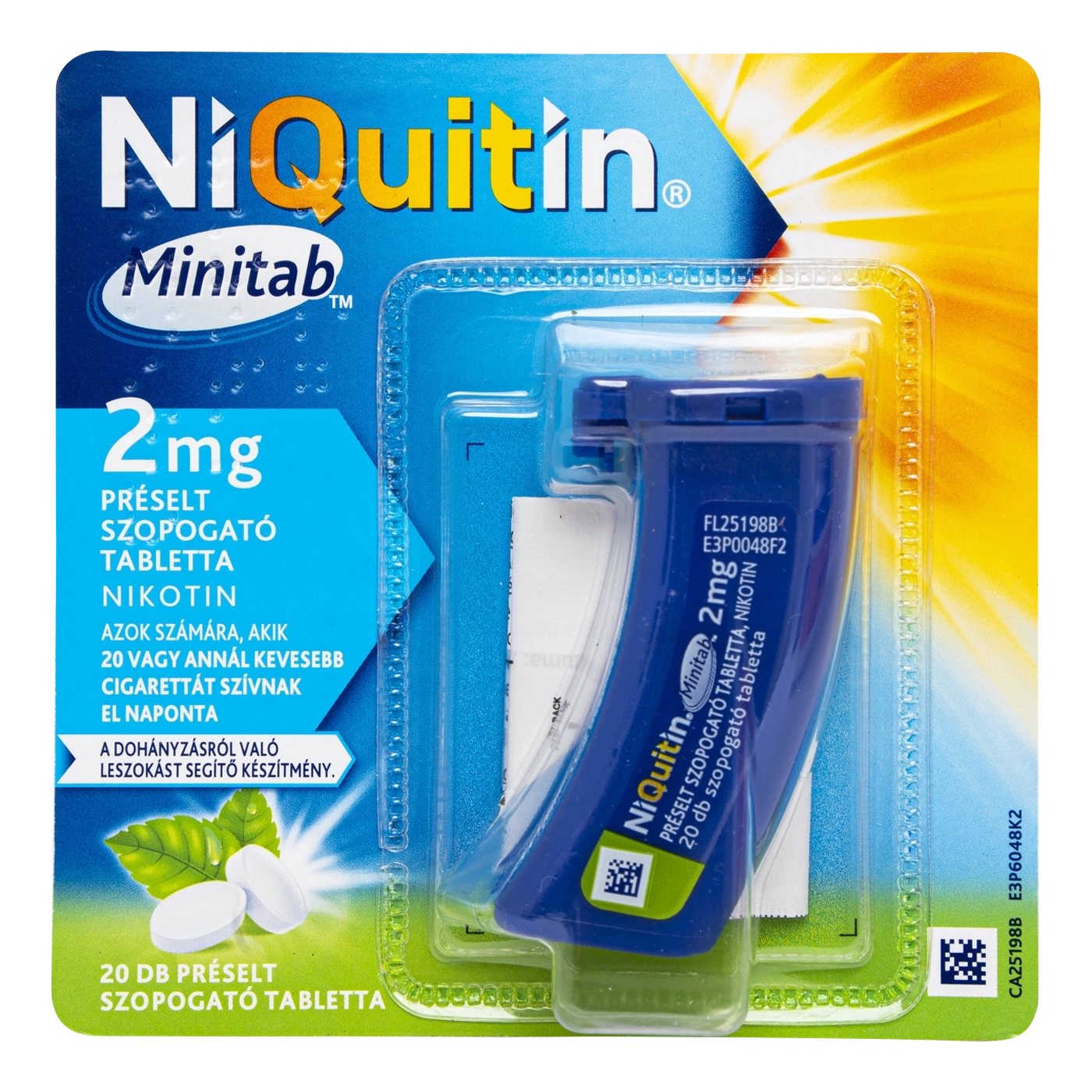 NiQuitin Minitab 2 mg préselt szopogató tabletta, 20 db