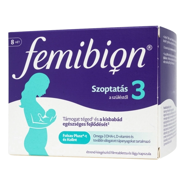Femibion 3 Szoptatás étrend-kiegészítő 8 heti adag, 56 db kapszula + 56 db tabletta