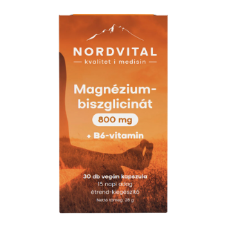 Nordvital magnéziumbiszglicinát 800 mg + B6-vitamin kapszula, 30 db