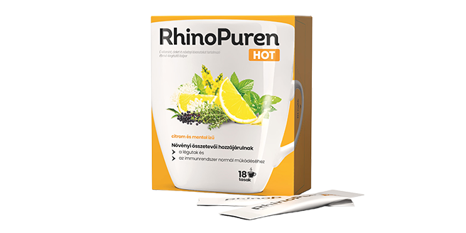 RhinoPuren HOT C-vitamint, cinket és növényi kivonatokat tartalmazó étrend-kiegészítő italpor, 18 db tasak