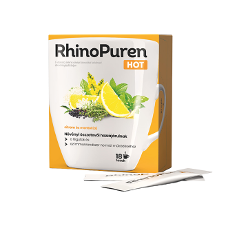 RhinoPuren HOT C-vitamint, cinket és növényi kivonatokat tartalmazó étrend-kiegészítő italpor, 18 db tasak