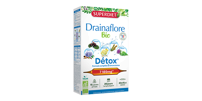 SUPERDIET Drainaflore Détox Komplex méregtelenítés BIO o VEGÁN ampulla, 20X15 ml