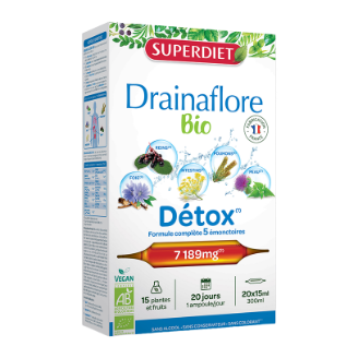 SUPERDIET Drainaflore Détox Komplex méregtelenítés BIO o VEGÁN ampulla, 20X15 ml