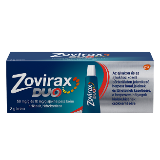 Zovirax Duo 50 mg/g és 10 mg/g ajakherpesz krém, 2 g