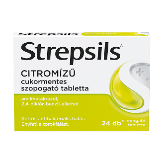 Strepsils citromízű cukormentes szopogató tabletta, 24 db