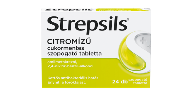 Strepsils citromízű cukormentes szopogató tabletta, 24 db