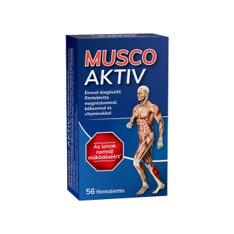 MUSCO AKTIV Étrend-kiegészítő filmtabletta magnéziummal, káliummal és vitaminokkal 56x