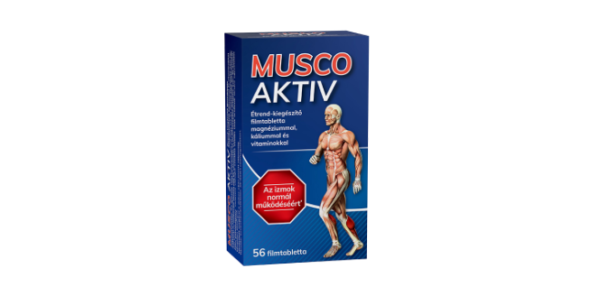 MUSCO AKTIV Étrend-kiegészítő filmtabletta magnéziummal, káliummal és vitaminokkal 56x