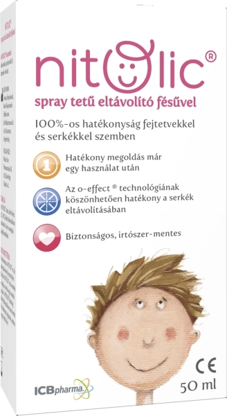 Nitolic spray tetű eltávolító fésűvel, 50 ml